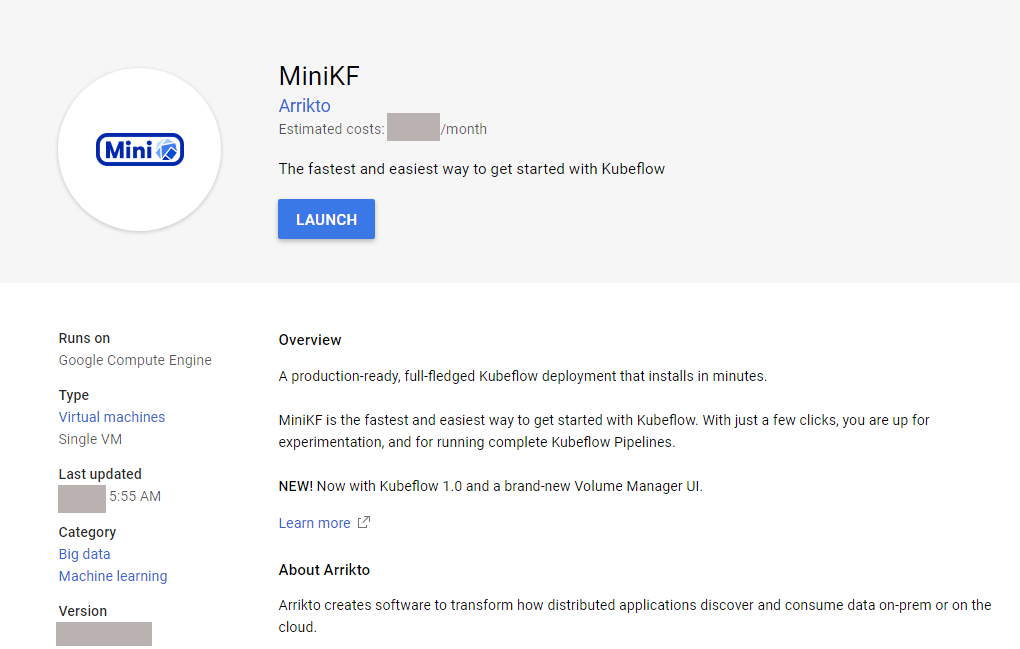 Launch MiniKF on Google Cloud