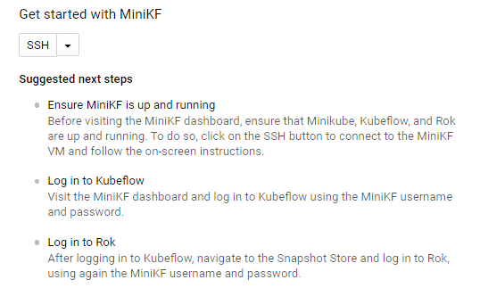 Connect to the MiniKF VM